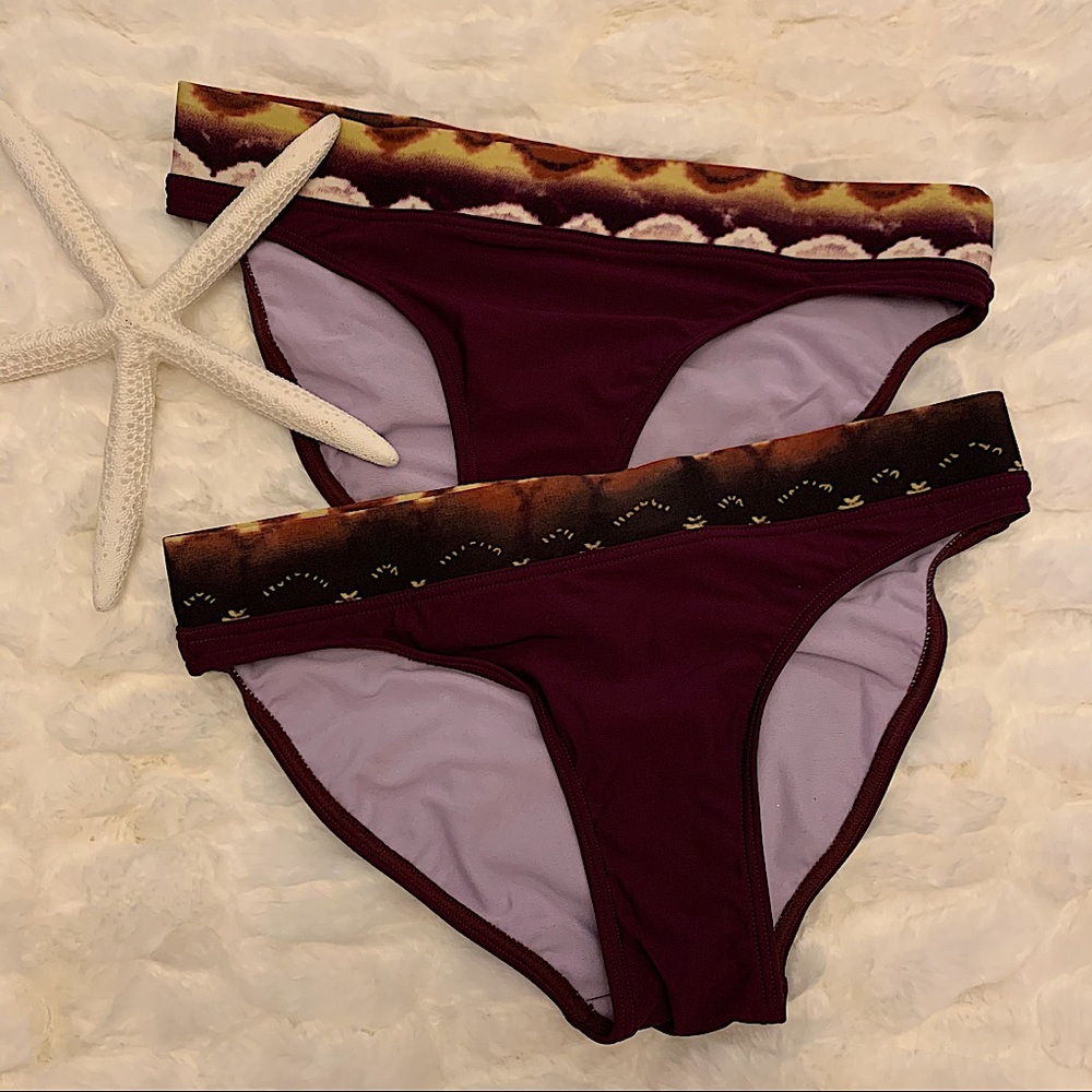 NWOT Athleta Bikini Bottom Purple with Print Band